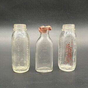 Vintage Glass Baby Bottles Evenflo Calcisalin Sample 1950s Nursery Decor